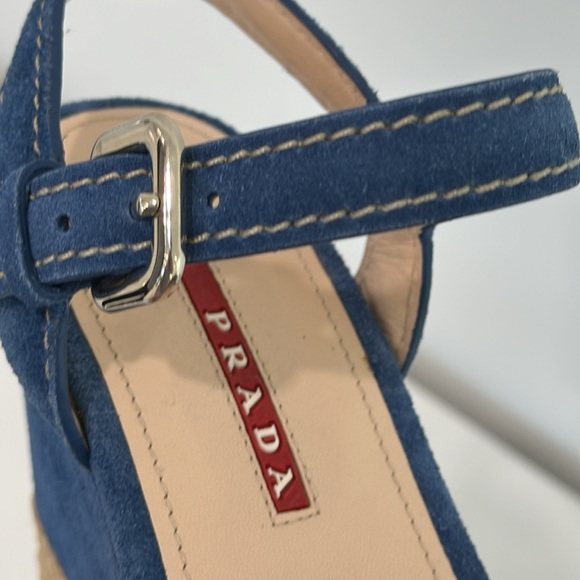 Prada Women’s Blue Suede Wedges Size 6W NEW - Picture 8 of 8